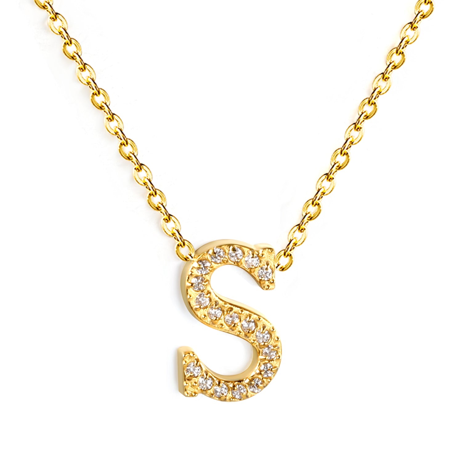A-Z monogrammed pendant necklace with white diamonds 41+5cm asonjewelry